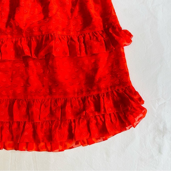 $295 NWT Samba Red-Orange Tory Burch Tiered Skirt - Picture 5 of 6